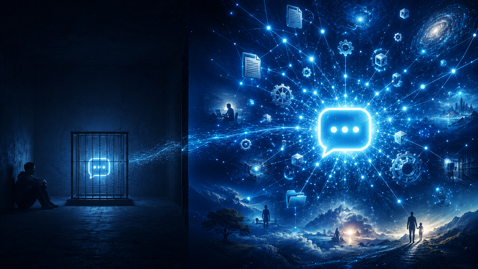 Most people only ever meet the free sample of AI — a caged, limited chat box — and judge the entire technology by it, never seeing the full-strength version alive with tools, memory, and agents.